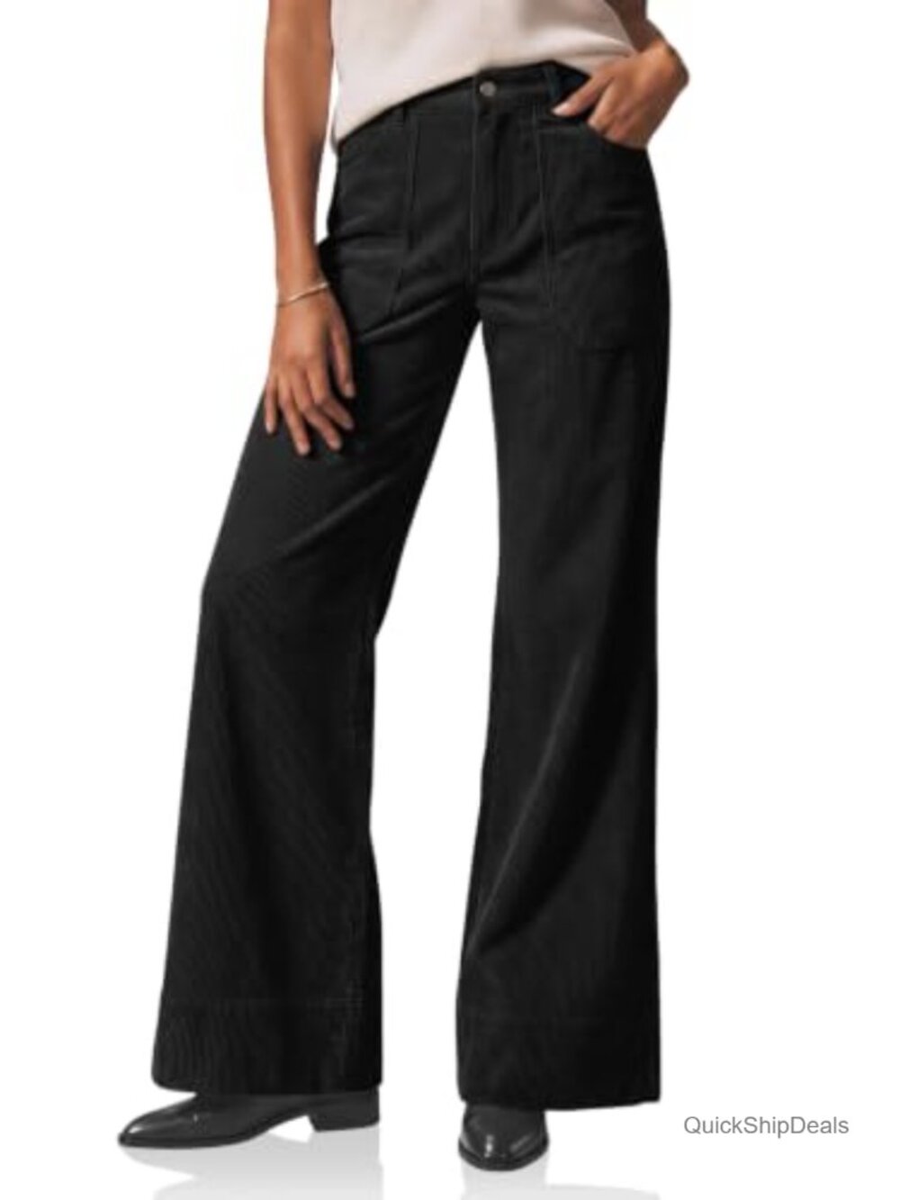 Corduroy Flare Pants High Waisted Wide Leg Fall Winter Women's